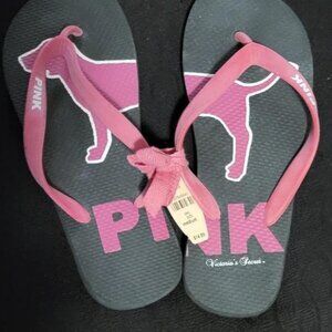 VICTORIA'S SECRET "PINK DOG LOGO" WOMEN FLIP FLOPS - SIZE MEDIUM - NWT